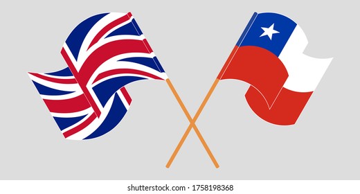 Crossed flags of Chile and the UK