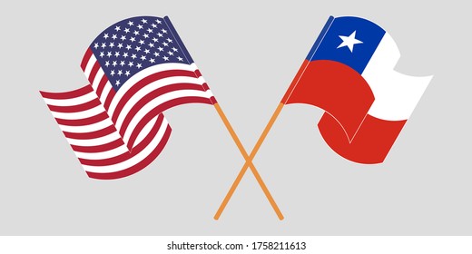 Crossed flags of Chile and the USA