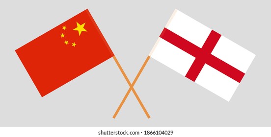 Crossed flags of China and England