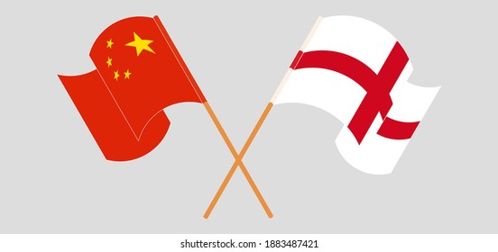 Crossed flags of China and England