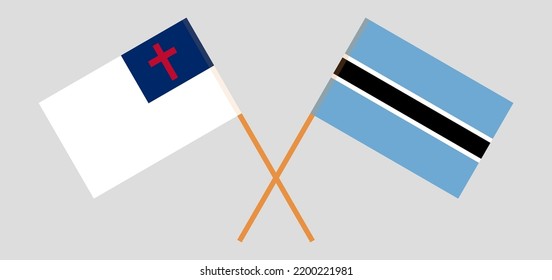 Banderas cruzadas de cristiandad y Botswana. Colores oficiales. Proporción correcta. Ilustración del vector
