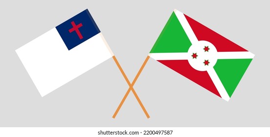 Banderas cruzadas de cristiandad y Burundi. Colores oficiales. Proporción correcta. Ilustración del vector
