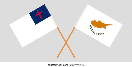 Banderas cruzadas de cristiandad y Chipre. Colores oficiales. Proporción correcta. Ilustración del vector