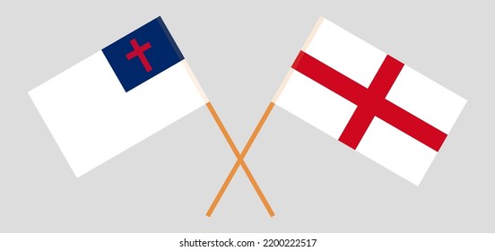 Banderas cruzadas de cristiandad e Inglaterra. Colores oficiales. Proporción correcta. Ilustración del vector
