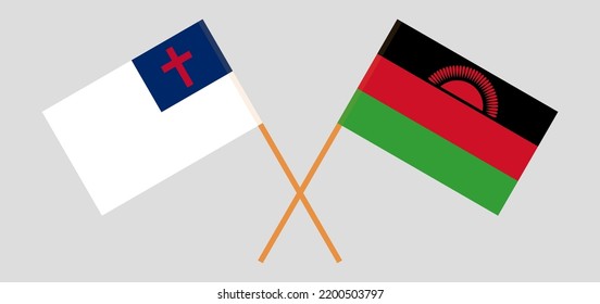 Banderas cruzadas de cristiandad y Malawi. Colores oficiales. Proporción correcta. Ilustración del vector
