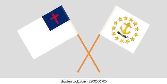 Banderas cruzadas de cristiandad y el Estado de la isla de Roda. Colores oficiales. Proporción correcta. Ilustración del vector
