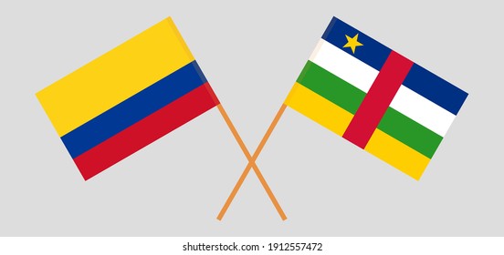 Crossed flags of Colombia and Central African Republic