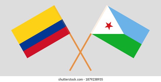 Crossed flags of Colombia and Djibouti