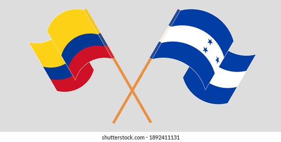 Crossed flags of Colombia and Honduras