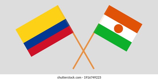Banderas cruzadas de Colombia y Níger