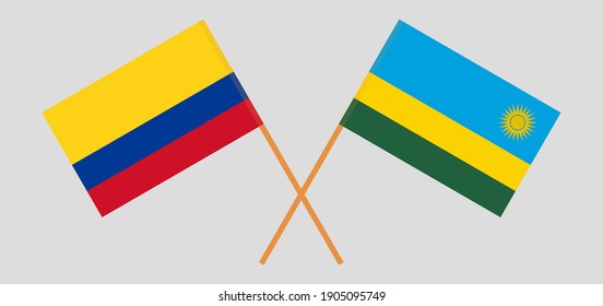 Crossed flags of Colombia and Rwanda