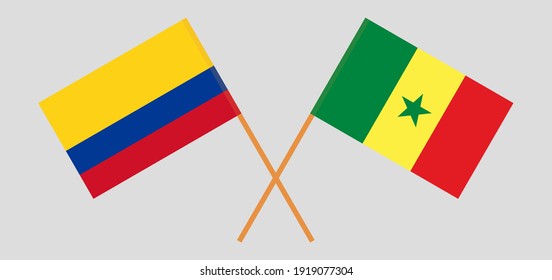 Banderas cruzadas de Colombia y Senegal