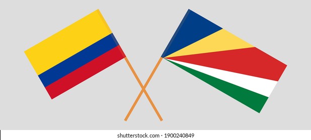 Crossed flags of Colombia and Seychelles