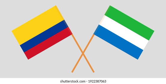 Crossed flags of Colombia and Sierra Leone