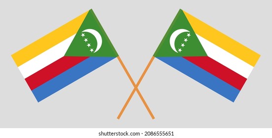 Crossed flags of the Comoros and the Comoros. Official colors. Correct proportion. Vector illustration
