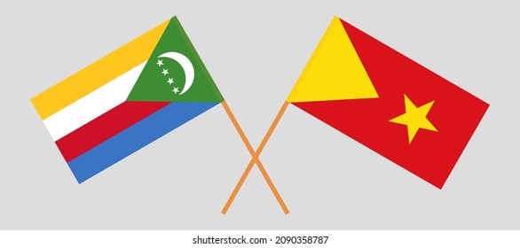 Crossed flags of the Comoros and Tigray. Official colors. Correct proportion