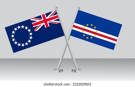 Crossed flags of Cook Islands and CAPE VERDE. Official colors. Correct proportion. Banner design