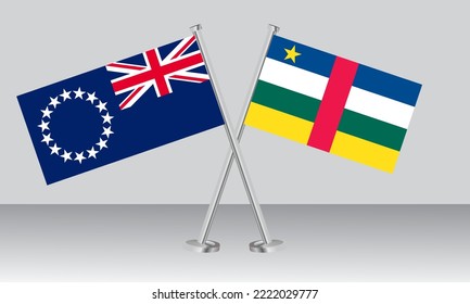 Crossed flags of Cook Islands and Central African Republic. Official colors. Correct proportion. Banner design