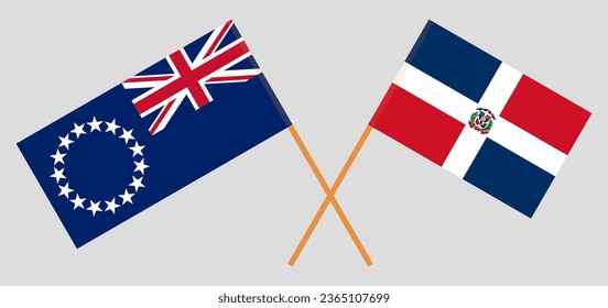 Crossed flags of Cook Islands and Dominican Republic. Official colors. Correct proportion. Vector illustration
