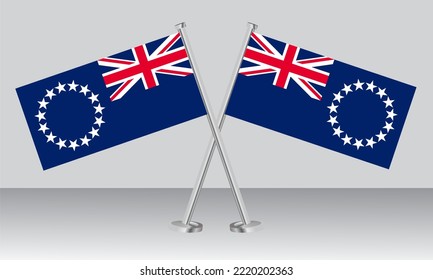 Crossed flags of Cook Islands. Official colors. Correct proportion. Banner design