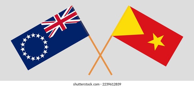 Crossed flags of Cook Islands and Tigray. Official colors. Correct proportion. Vector illustration
