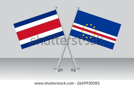 Crossed flags of Costa Rica and CAPE VERDE. Official colors. Correct proportion. Banner design
