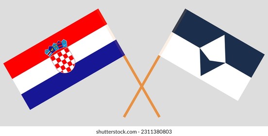 Crossed flags of Croatia and Antarctica. Official colors. Correct proportion. Vector illustration
