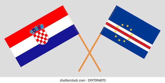 Crossed flags of Croatia and Cape Verde. Official colors. Correct proportion