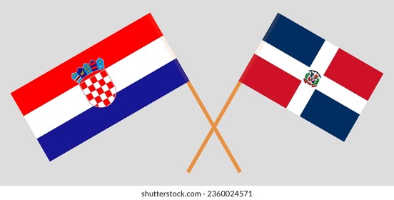 Crossed flags of Croatia and Dominican Republic. Official colors. Correct proportion. Vector illustration
