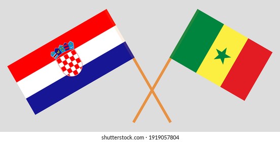 Crossed flags of Croatia and Senegal