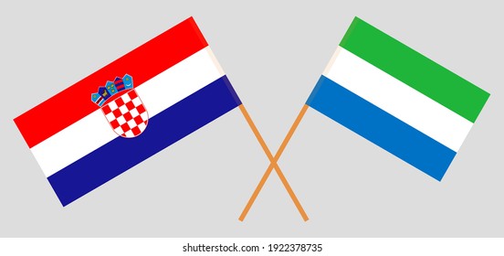 Crossed flags of Croatia and Sierra Leone. Official colors. Correct proportion