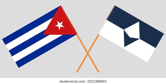 Crossed flags of Cuba and Antarctica. Official colors. Correct proportion. Vector illustration
