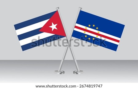 Crossed flags of Cuba and CAPE VERDE. Official colors. Correct proportion. Banner design