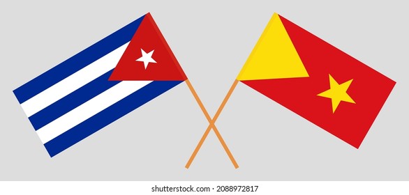 Banderas cruzadas de Cuba y Tigray. Colores oficiales. Proporción correcta