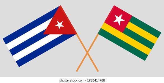 Crossed flags of Cuba and Togo. Official colors. Correct proportion