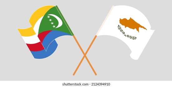 
Crossed flags of Cyprus and the Comoros. Official colors. Correct proportion. Vector illustration
