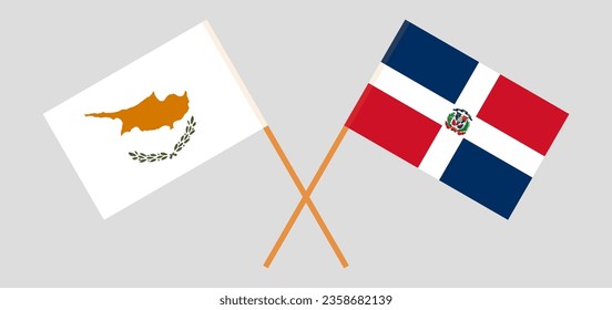 Crossed flags of Cyprus and Dominican Republic. Official colors. Correct proportion. Vector illustration
