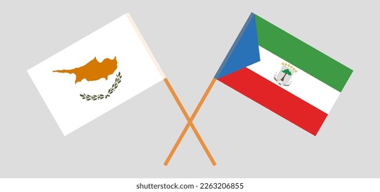 Banderas cruzadas de Chipre y Guinea Ecuatorial. Colores oficiales. Proporción correcta. Ilustración del vector
