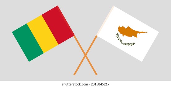 Crossed flags of Cyprus and Guinea. Official colors. Correct proportion