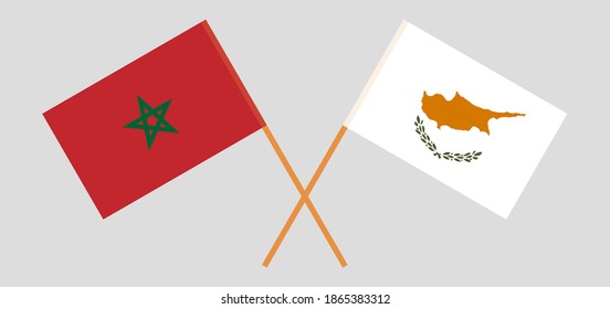 Crossed flags of Cyprus and Morocco