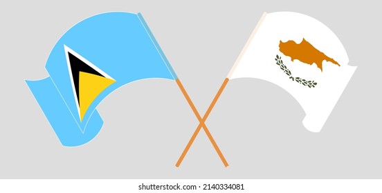 Crossed flags of Cyprus and Saint Lucia. Official colors. Correct proportion. Vector illustration
