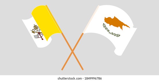 Crossed flags of Cyprus and Vatican