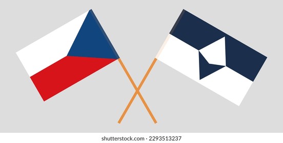 Crossed flags of Czech Republic and Antarctica. Official colors. Correct proportion. Vector illustration
