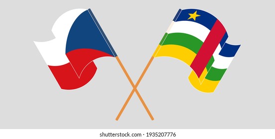 Crossed flags of Czech Republic and Central African Republic. Official colors. Correct proportion