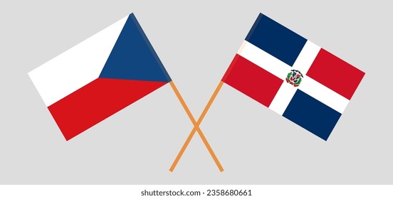 Crossed flags of Czech Republic and Dominican Republic. Official colors. Correct proportion. Vector illustration
