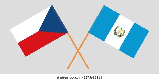Crossed flags of Czech Republic and Guatemala. Official colors. Correct proportion