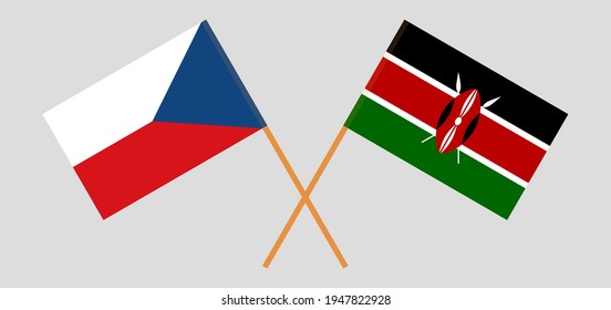 Crossed flags of Czech Republic and Kenya. Official colors. Correct proportion
