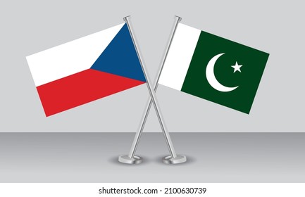 Crossed flags of Czech Republic and Pakistan. Official colors. Correct proportion. Banner design
