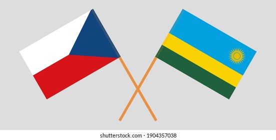 Banderas cruzadas de la República Checa y Ruanda