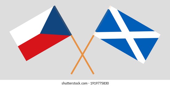 Crossed flags of Czech Republic and Scotland